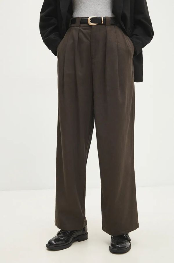 Answear Lab Hlače Answear Lab za žene, boja: zelena, kroj cigarette, visoki struk