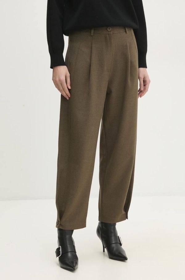 Answear Lab Hlače Answear Lab za žene, boja: zelena, široke, visoki struk