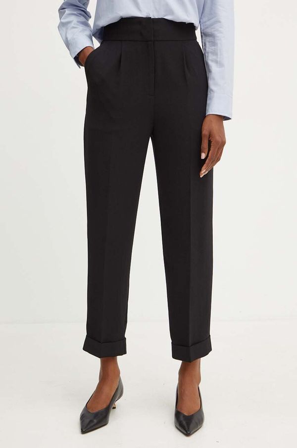 Armani Exchange Hlače Armani Exchange za žene, boja: crna, ravni kroj, visoki struk, 6DYP10 YN9JZ