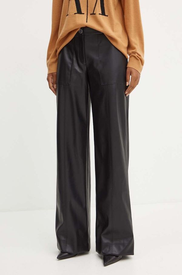 Armani Exchange Hlače Armani Exchange za žene, boja: crna, ravni kroj, visoki struk, 6DYP23 YNNNZ