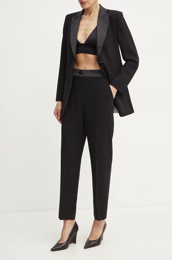 Armani Exchange Hlače Armani Exchange za žene, boja: crna, ravni kroj, visoki struk, 6DYP35 YN5YZ