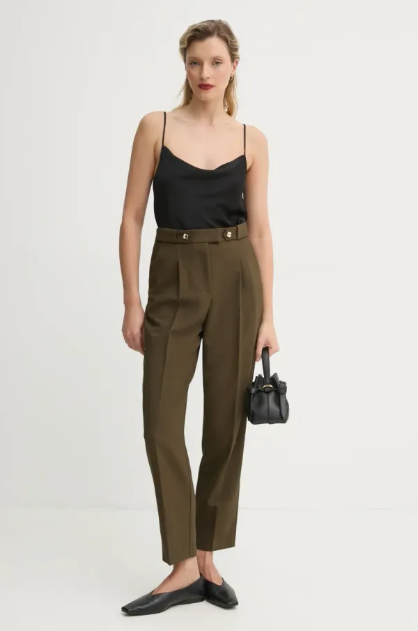 BA&SH Hlače BA&SH JUDE za žene, boja: zelena, široke, visoki struk, 1E25JUDE