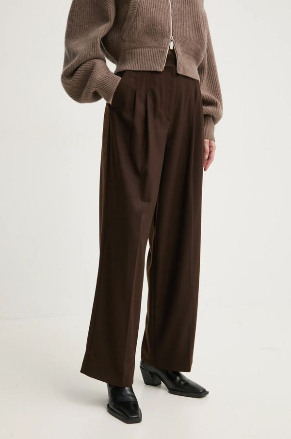 BA&SH Hlače BA&SH za žene, boja: smeđa, široke, visoki struk, 1H24BEDW