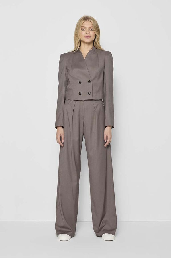 BIZUU Hlače Bizuu AROW za žene, boja: bež, široke, visoki struk, AROW.BEZOWY