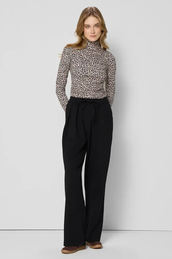 BIZUU Hlače Bizuu BAWOS za žene, boja: crna, široke, visoki struk, BAWOS CZARNY KWD25