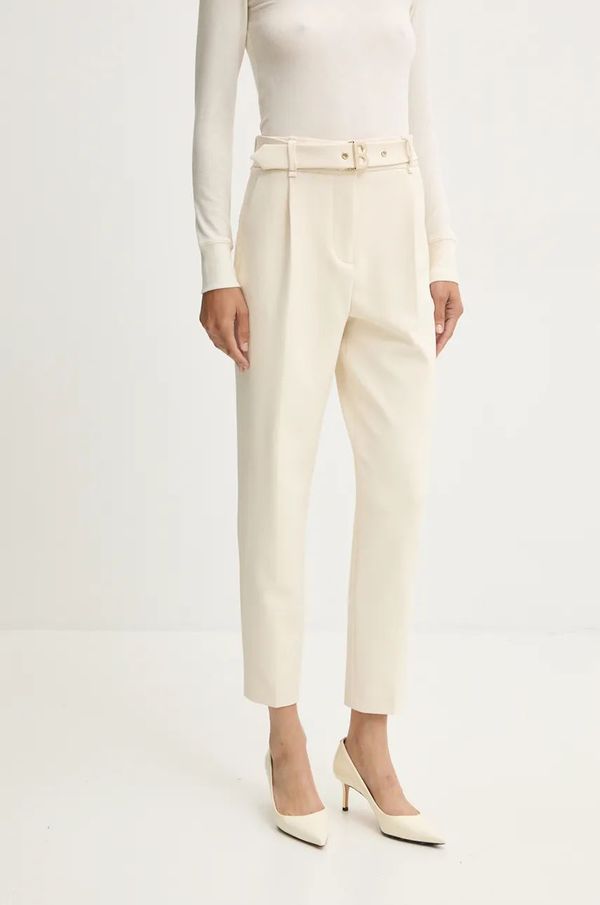 Blugirl Blumarine Hlače Blugirl Blumarine za žene, boja: bež, kroj cigarette, visoki struk, RF4073.T3191