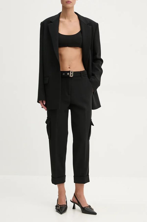 Blugirl Blumarine Hlače Blugirl Blumarine za žene, boja: crna, ravni kroj, visoki struk, RF4074.T3190