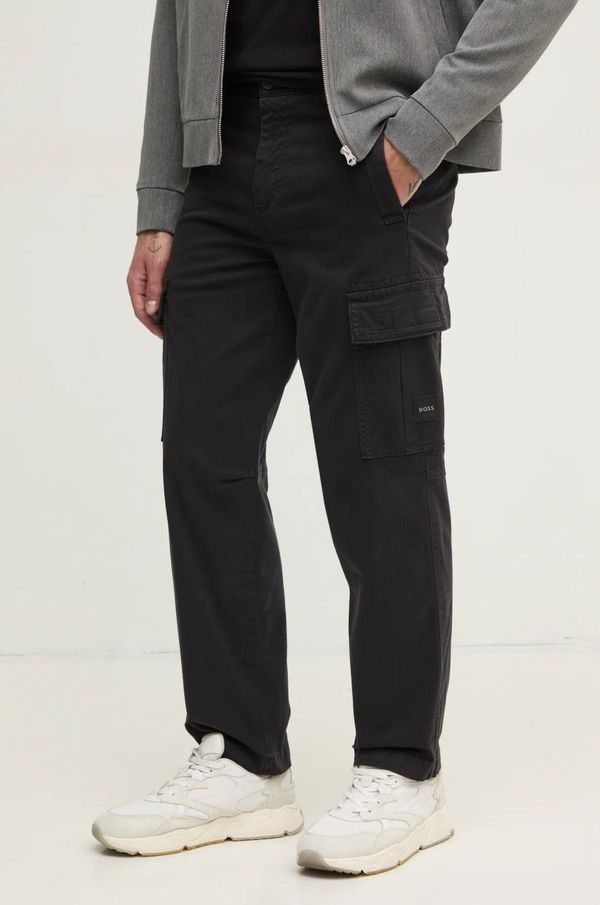 Boss Orange Hlače Boss Orange za muškarce, boja: crna, cargo kroj, 50523149