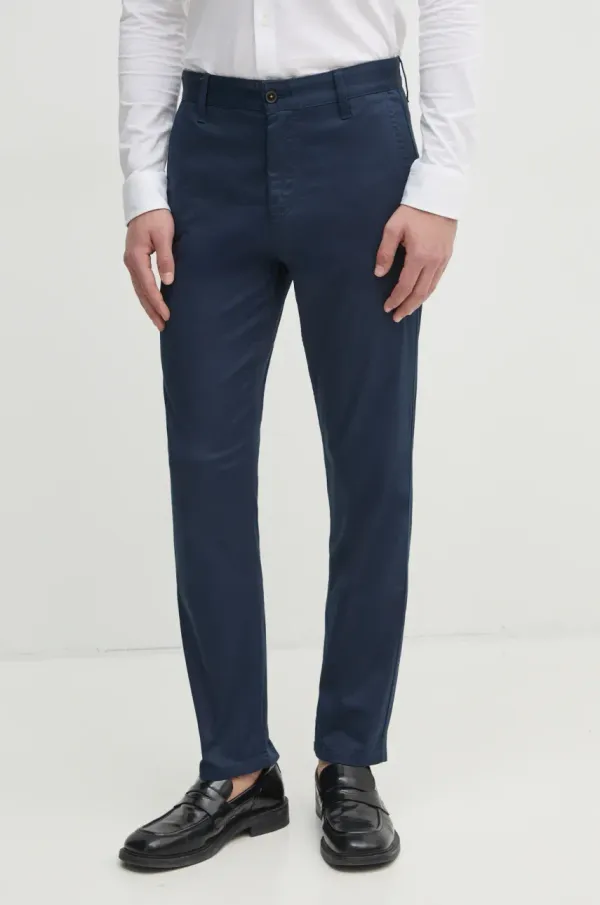 BOSS Orange Hlače BOSS Orange za muškarce, boja: tamno plava, chinos kroj, 50529332