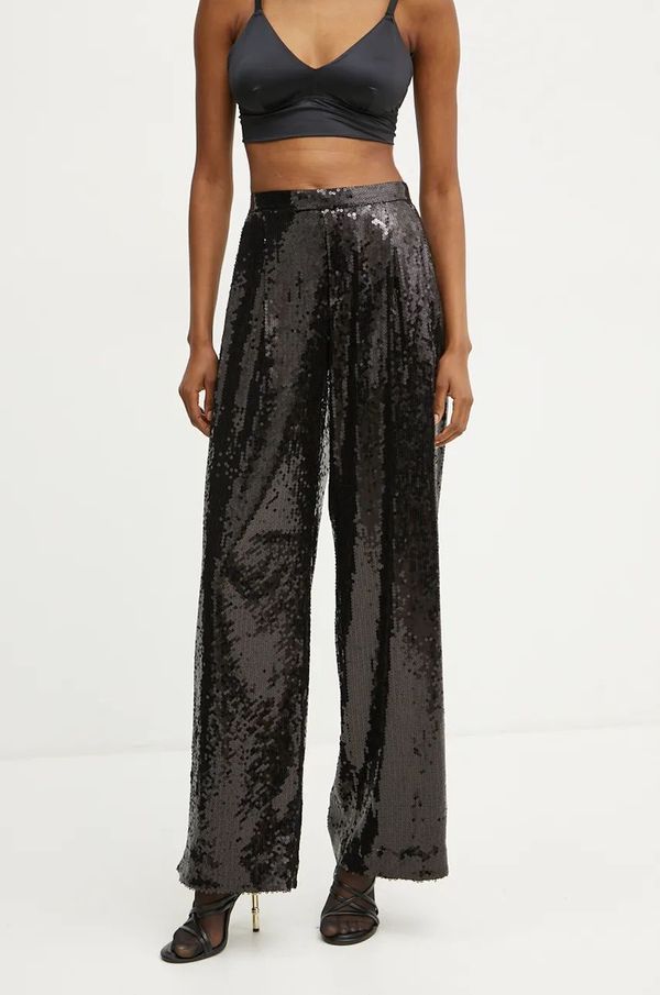 Boss Orange Hlače Boss Orange za žene, boja: crna, ravni kroj, visoki struk, 50524262