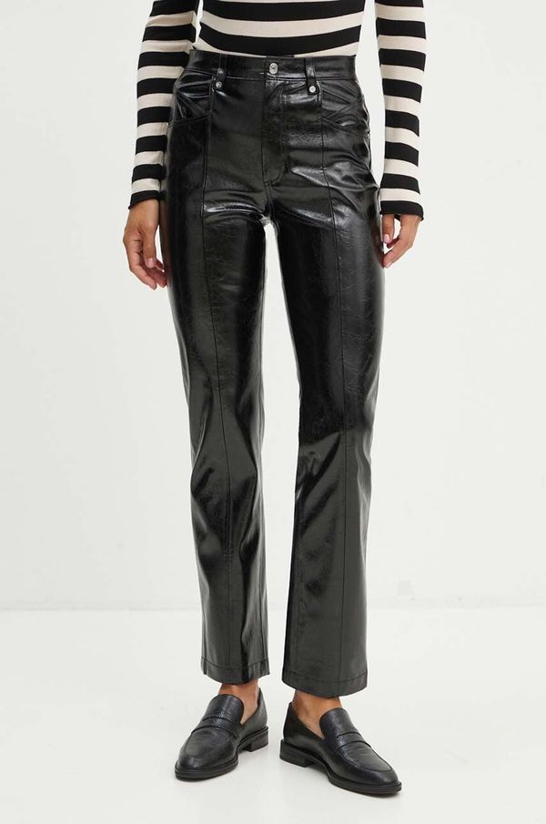 Boss Orange Hlače Boss Orange za žene, boja: crna, ravni kroj, visoki struk, 50524951