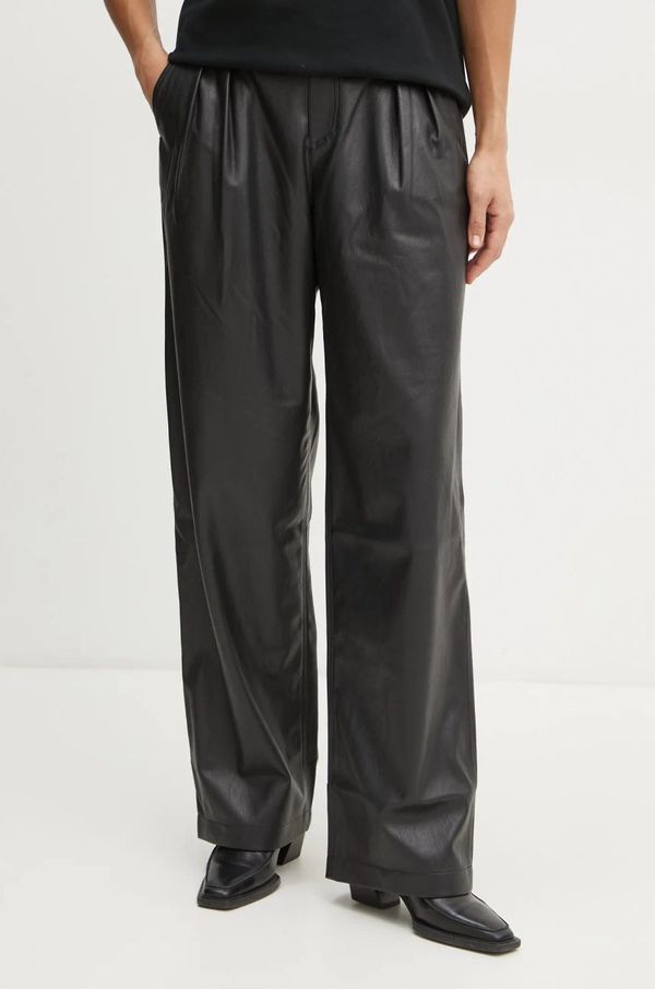 Boss Orange Hlače Boss Orange za žene, boja: crna, ravni kroj, visoki struk, 50526501