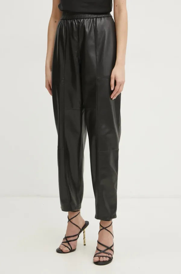 BOSS Orange Hlače BOSS Orange za žene, boja: crna, ravni kroj, visoki struk, 50531744