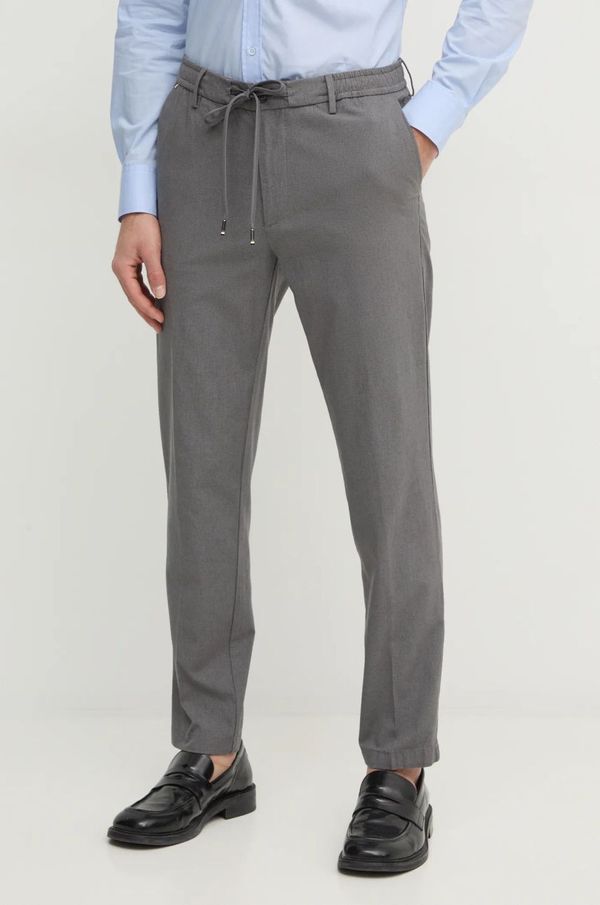 Boss Hlače BOSS za muškarce, boja: siva, ravni kroj, 50530856