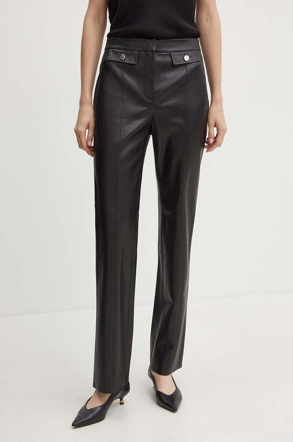 Boss Hlače BOSS za žene, boja: crna, ravni kroj, visoki struk, 50510072