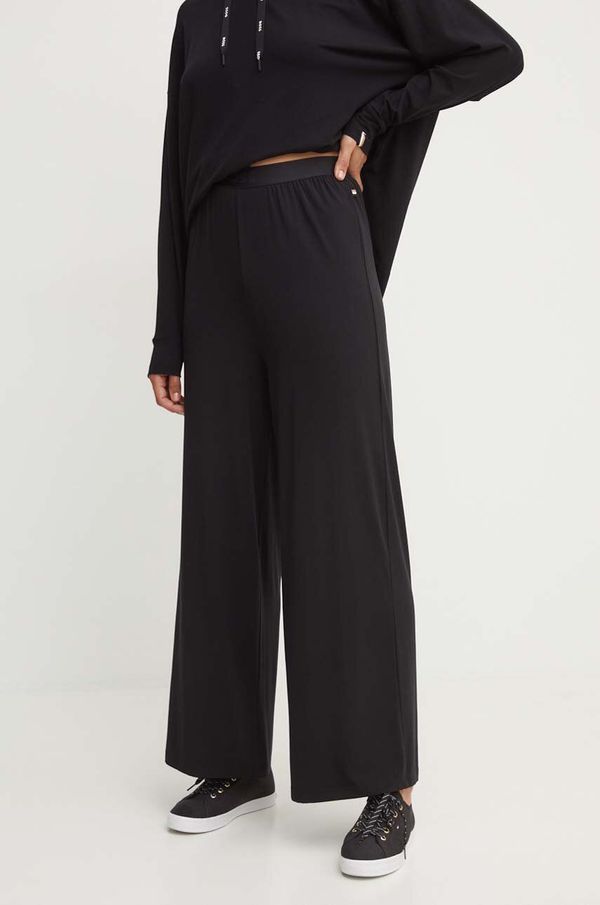 Boss Hlače BOSS za žene, boja: crna, široke, visoki struk, 50525712