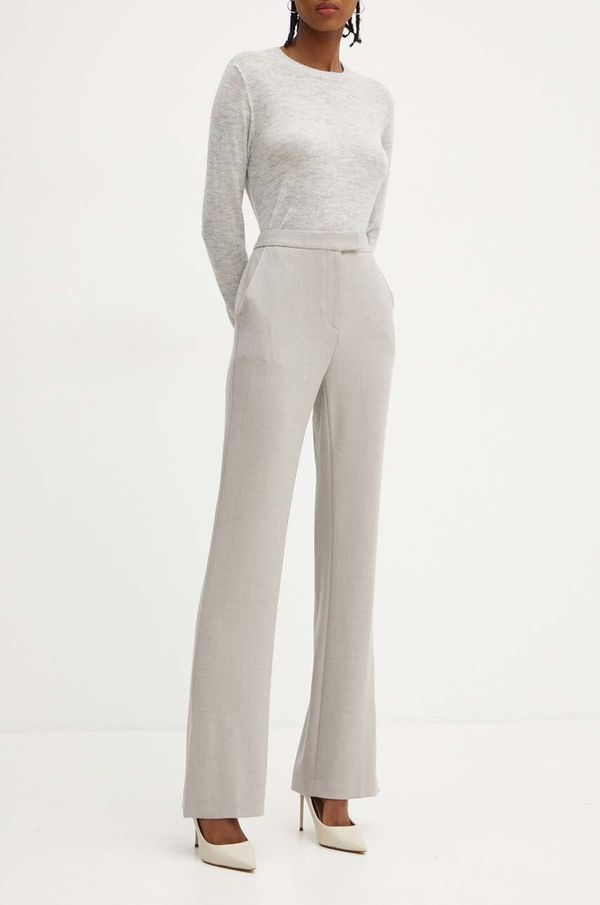 Boss Hlače BOSS za žene, boja: siva, ravni kroj, visoki struk, 50518860