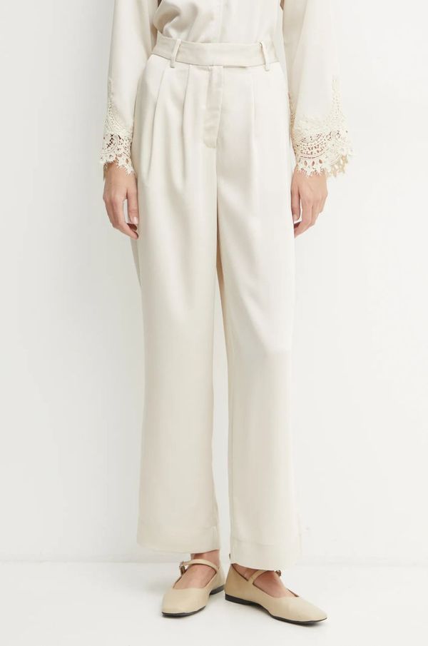 Bruuns Bazaar Hlače Bruuns Bazaar za žene, boja: bež, široke, visoki struk, BBW4271