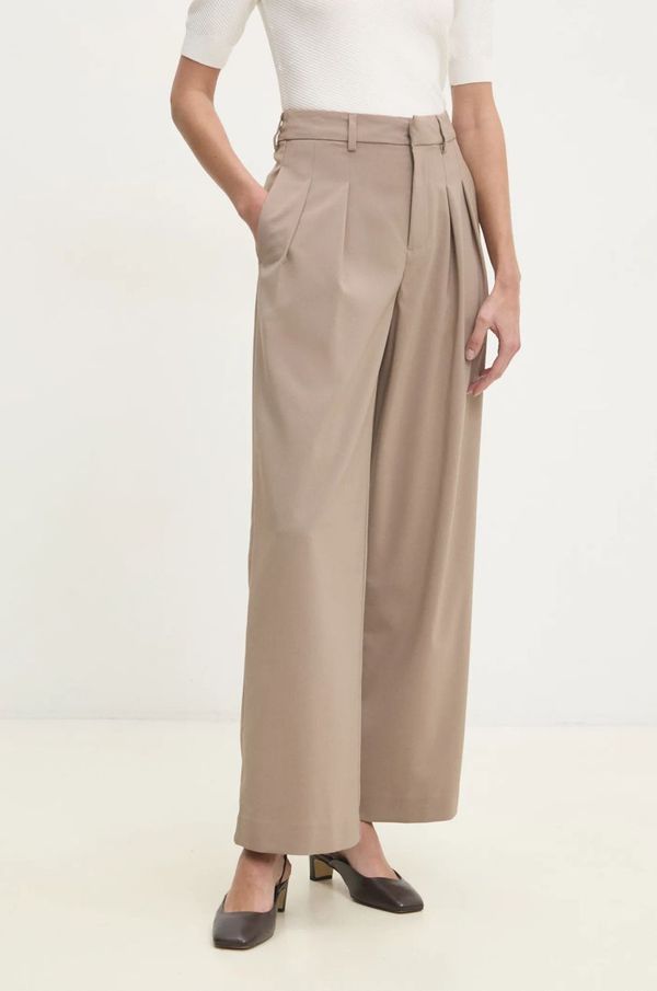 Calvin Klein Jeans Hlače Calvin Klein Jeans za žene, boja: bež, široke, visoki struk, J20J224849