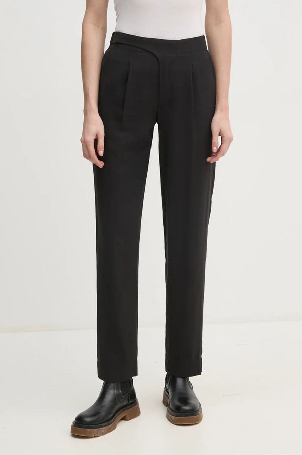 Calvin Klein Jeans Hlače Calvin Klein Jeans za žene, boja: crna, ravni kroj, visoki struk, J20J224846