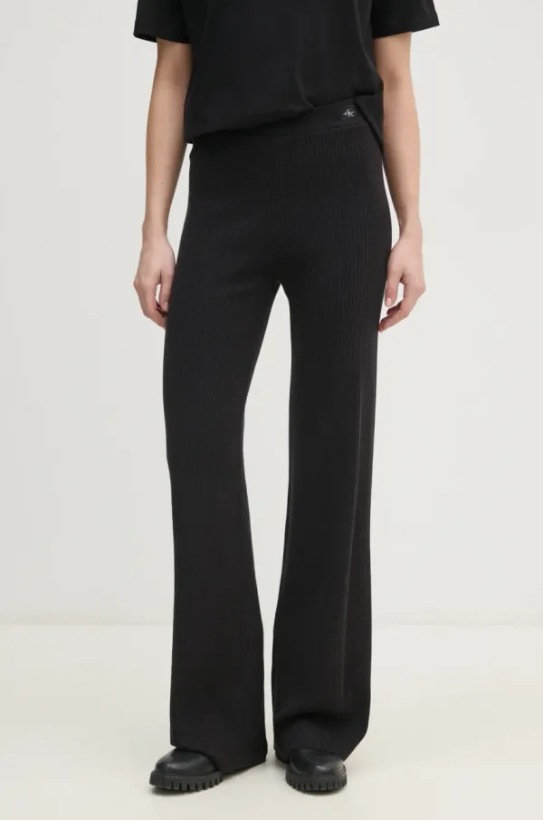 Calvin Klein Jeans Hlače Calvin Klein Jeans za žene, boja: crna, ravni kroj, visoki struk, J20J225336