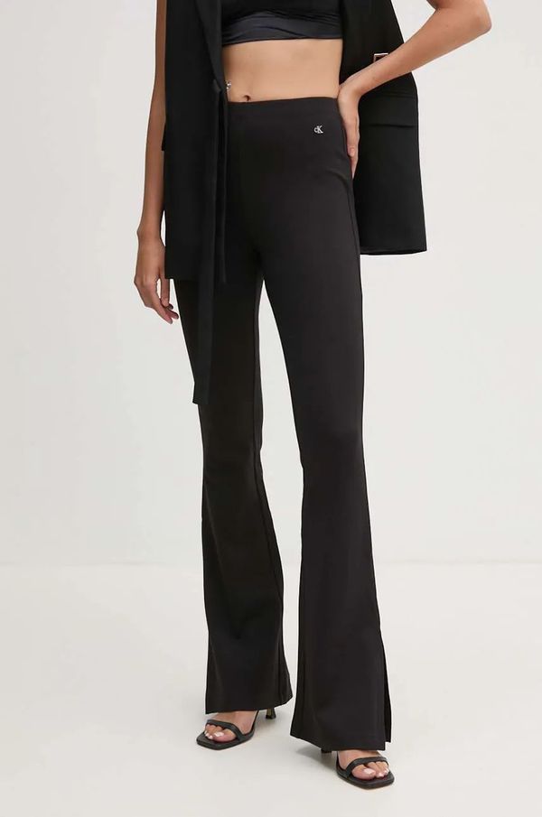 Calvin Klein Jeans Hlače Calvin Klein Jeans za žene, boja: crna, trapez, visoki struk, J20J224271