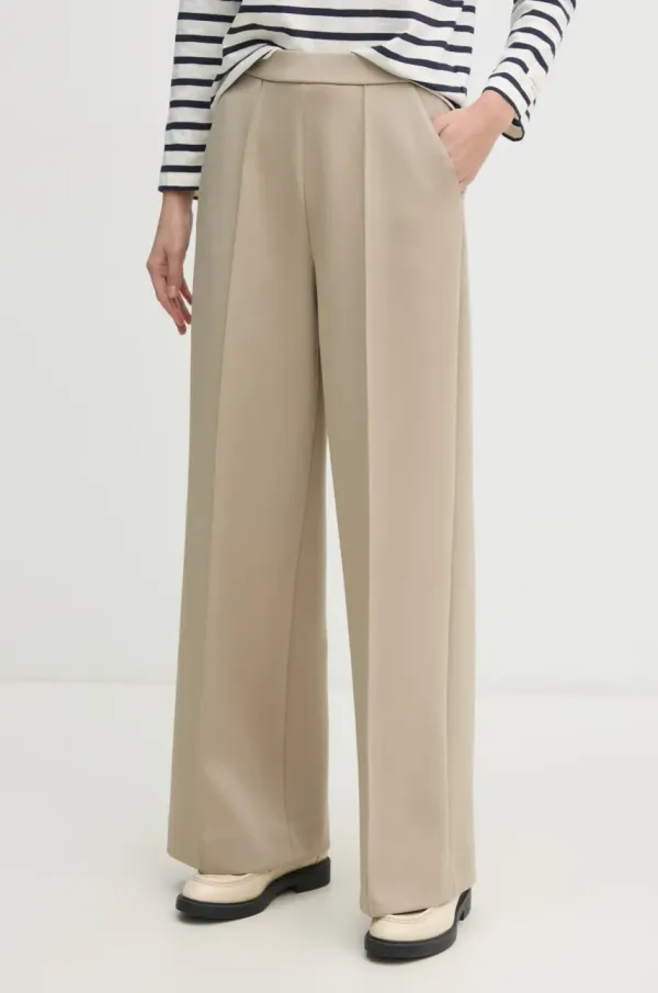 Calvin Klein Hlače Calvin Klein za žene, boja: bež, široke, visoki struk, K20K208179