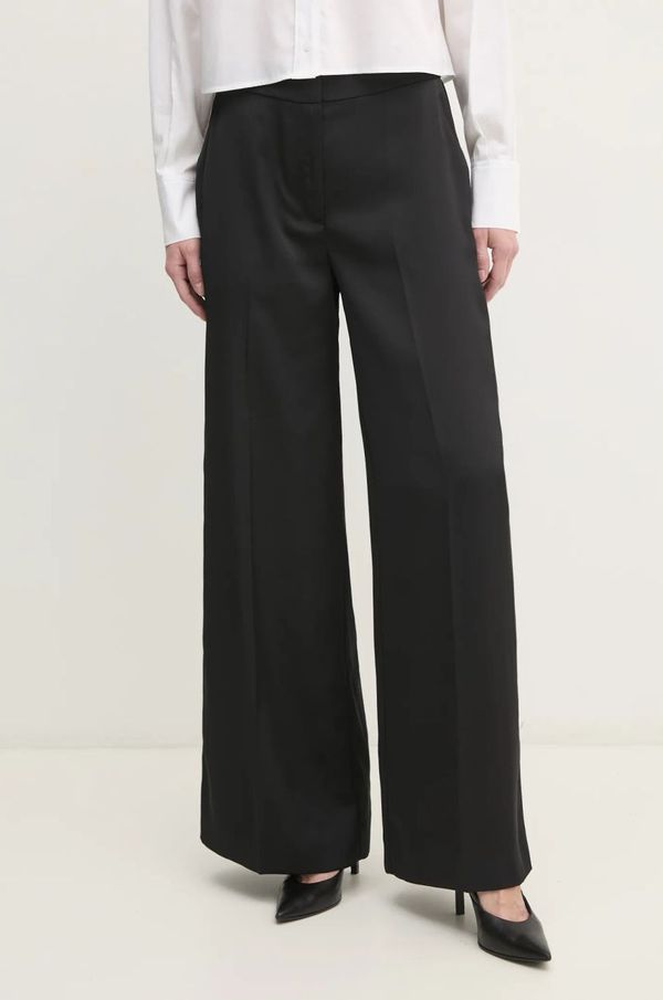 Calvin Klein Hlače Calvin Klein za žene, boja: crna, široke, visoki struk, K20K207978