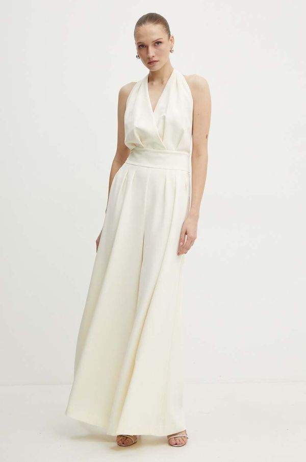 Custommade Hlače Custommade Pianora za žene, boja: bež, kroj cigarette, visoki struk