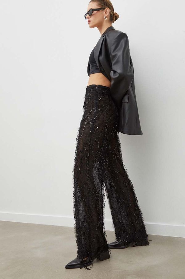 Day Birger et Mikkelsen Hlače Day Birger et Mikkelsen Kaysa za žene, boja: crna, ravni kroj, visoki struk