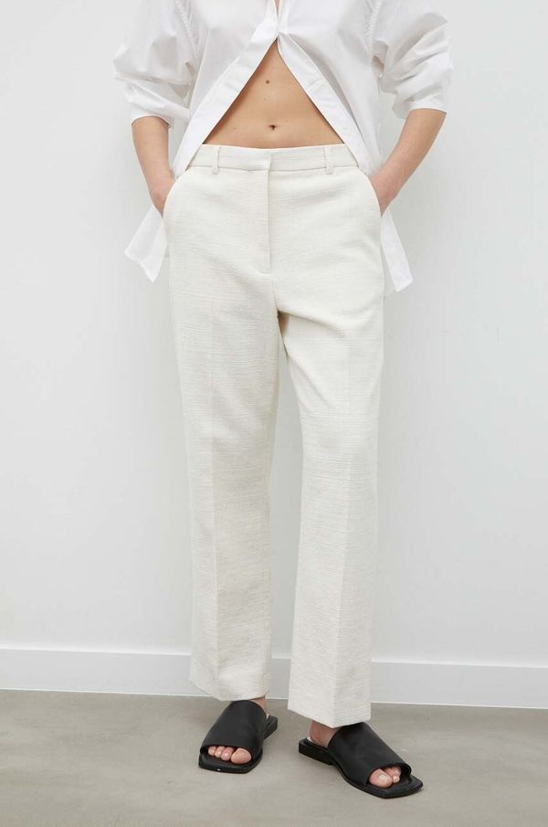 Day Birger et Mikkelsen Hlače Day Birger et Mikkelsen za žene, boja: bež, ravni kroj, visoki struk