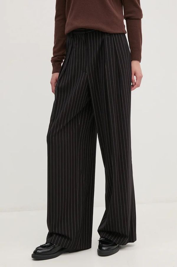 DKNY Hlače Dkny za žene, boja: crna, široke, visoki struk, D2G4A195