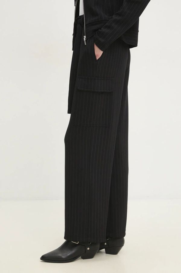 DKNY Hlače Dkny za žene, boja: crna, široke, visoki struk, P4KF6ZNA