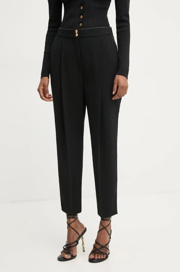 Elisabetta Franchi Hlače Elisabetta Franchi za žene, boja: crna, kroj cigarette, visoki struk, PA06651E2