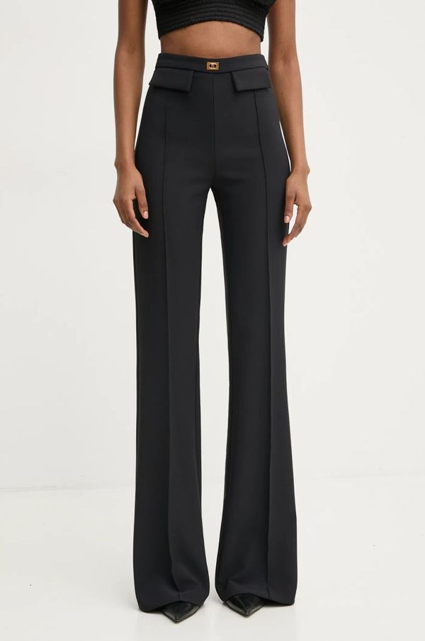 Elisabetta Franchi Hlače Elisabetta Franchi za žene, boja: crna, trapez, visoki struk, PA07851E2