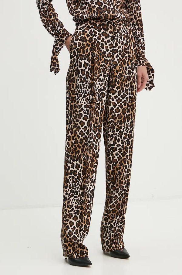 Elisabetta Franchi Hlače Elisabetta Franchi za žene, boja: smeđa, ravni kroj, visoki struk, PA05547E2