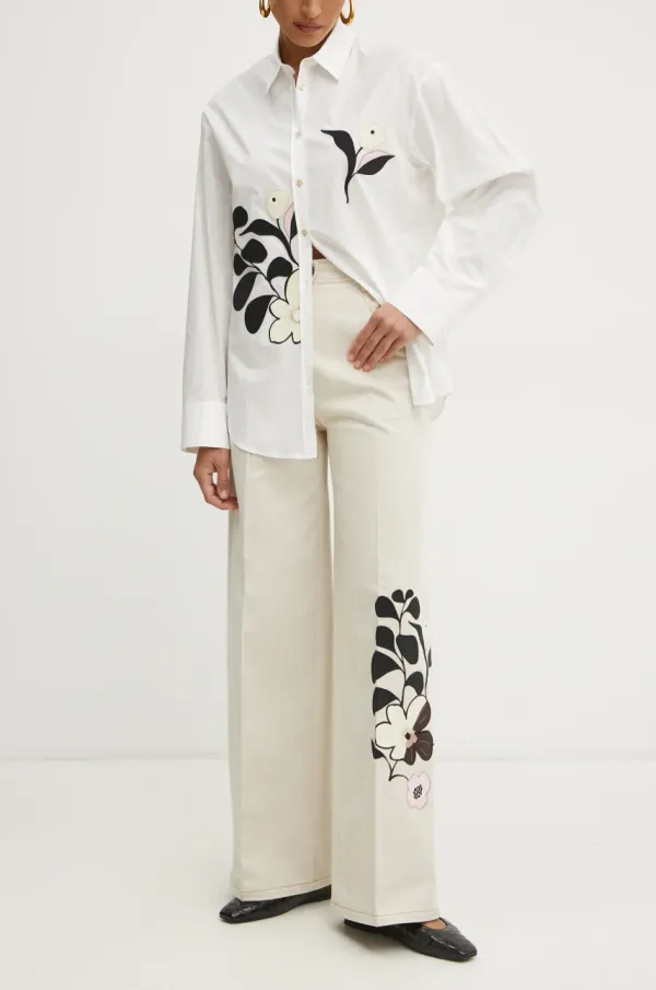 Forte Forte Hlače Forte Forte za žene, boja: bež, široke, visoki struk, 13719bis.my pants