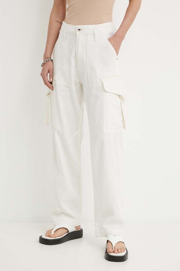 G-Star Raw Hlače G-Star Raw za žene, boja: bež, ravni kroj, visoki struk, D24598-D454