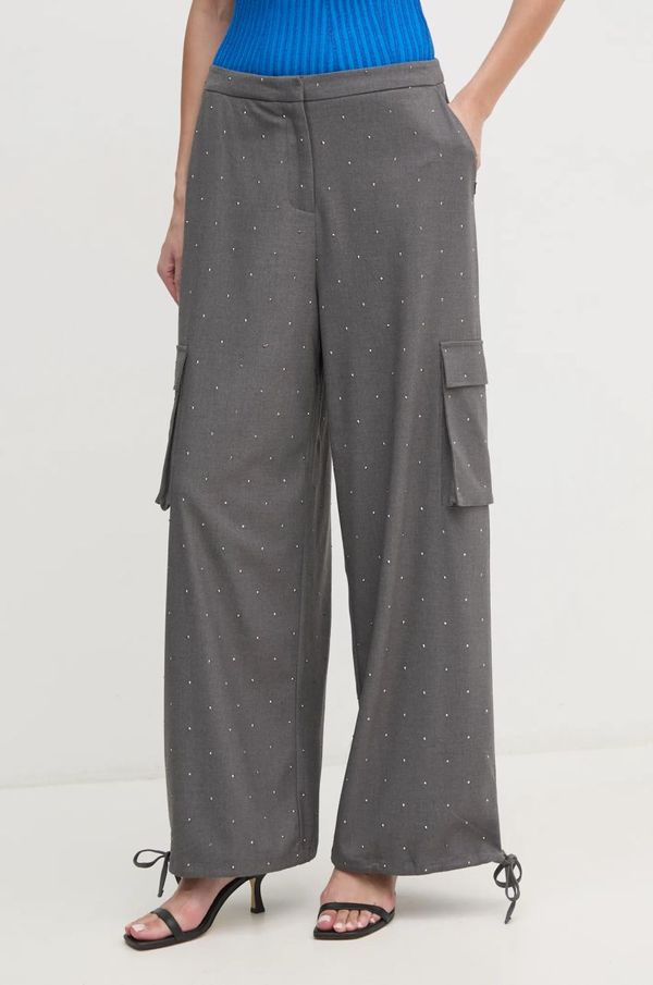 Gaudi Hlače Gaudi za žene, boja: siva, ravni kroj, visoki struk, 421FD25004