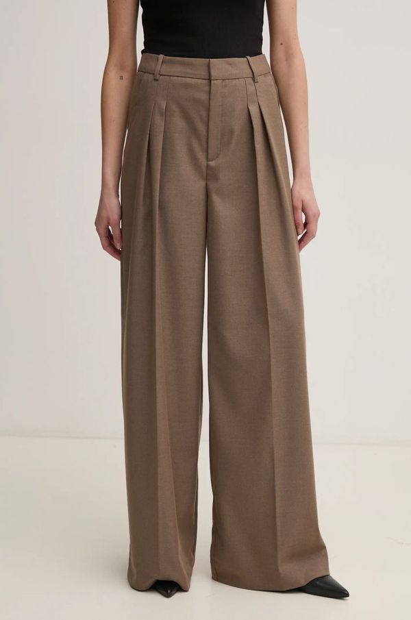 Gestuz Hlače Gestuz za žene, boja: smeđa, široke, visoki struk, 10909729