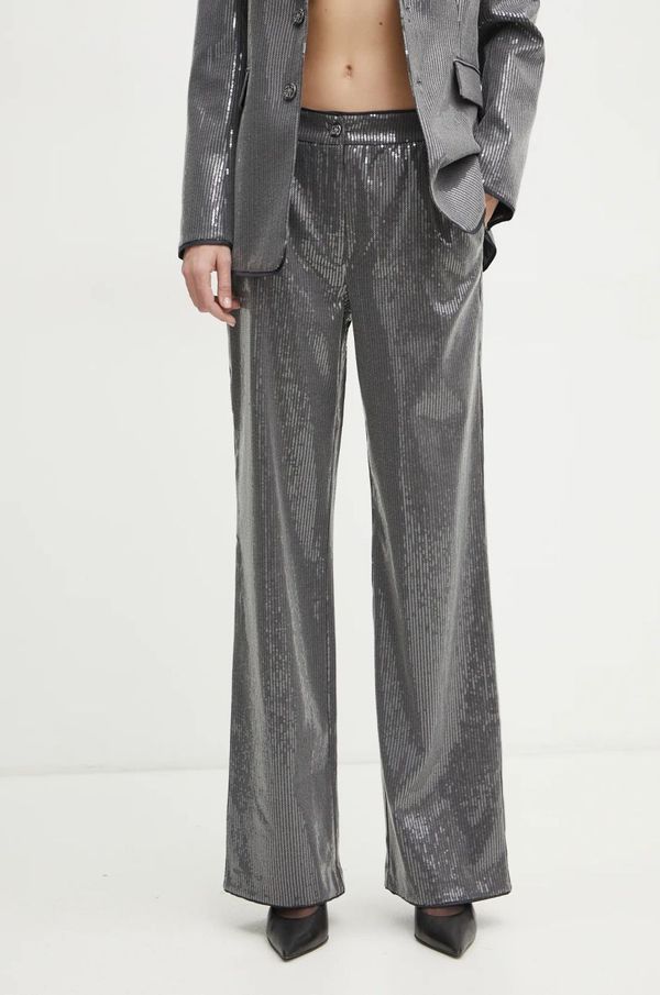 Guess Hlače Guess CASSIA za žene, boja: siva, široke, visoki struk, W5RB32 WGX40