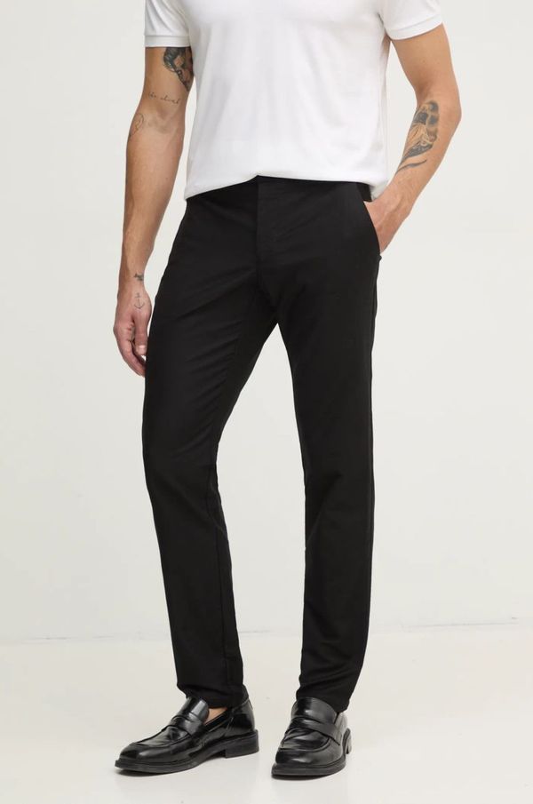 Guess Hlače Guess MYRON za muškarce, boja: crna, ravni kroj, M5RB01 WGUQ1