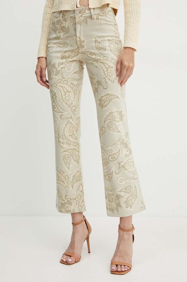 Guess Hlače Guess za žene, boja: bež, trapez, srednje visoki struk, W4YA58 WGC70