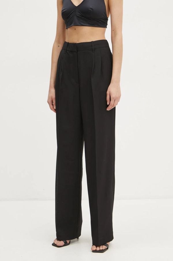 Guess Hlače Guess za žene, boja: crna, ravni kroj, visoki struk, W5RB73 WGX02