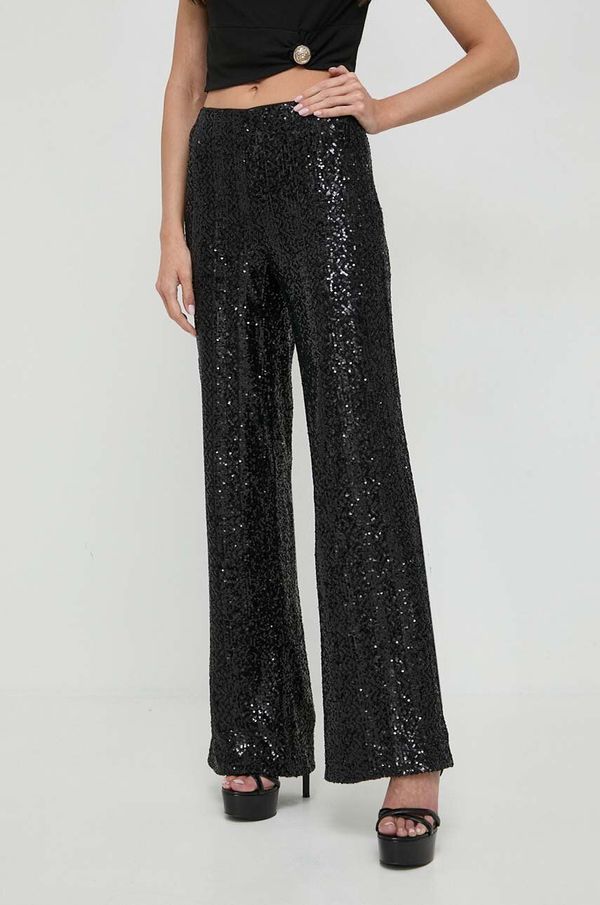 Guess Hlače Guess za žene, boja: crna, široke, visoki struk