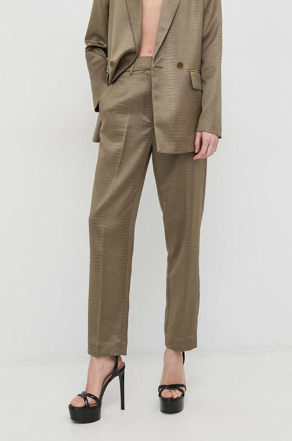 Guess Hlače Guess za žene, boja: zelena, široke, visoki struk