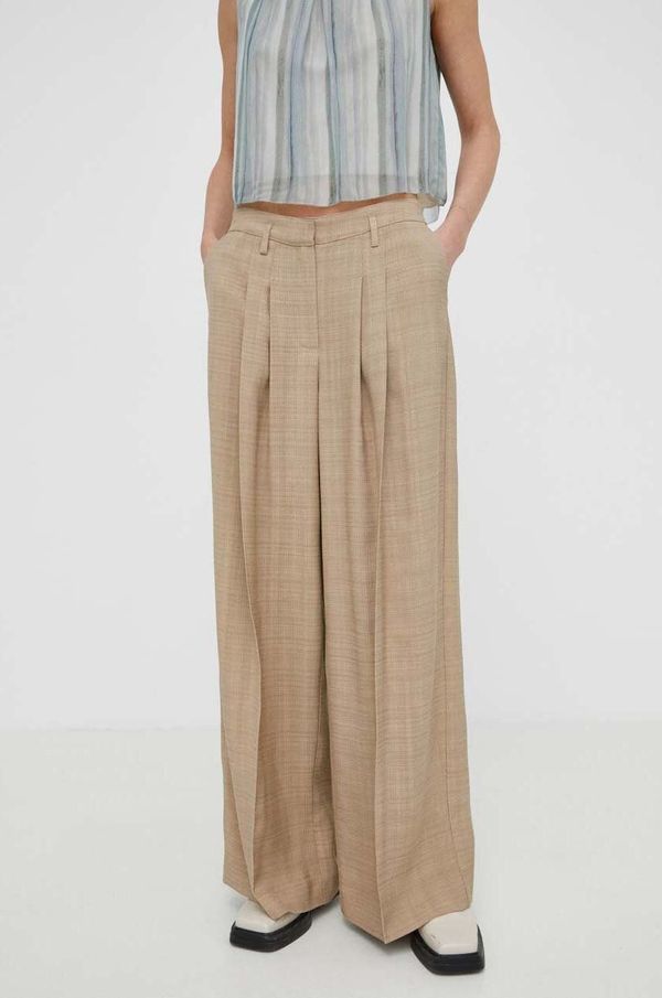 Herskind Hlače Herskind Lotus za žene, boja: bež, široke, visoki struk, 5114110