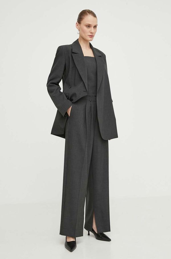 Herskind Hlače Herskind za žene, boja: siva, široke, visoki struk