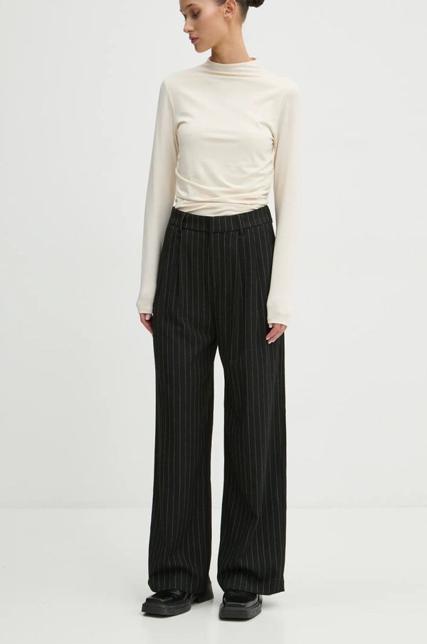 Hollister Co. Hlače Hollister Co. za žene, boja: crna, ravni kroj, visoki struk, KI356-4145