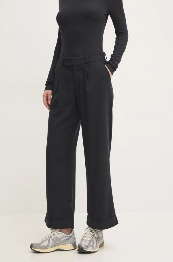 Hollister Co. Hlače Hollister Co. za žene, boja: crna, široke, visoki struk, KI356-4140